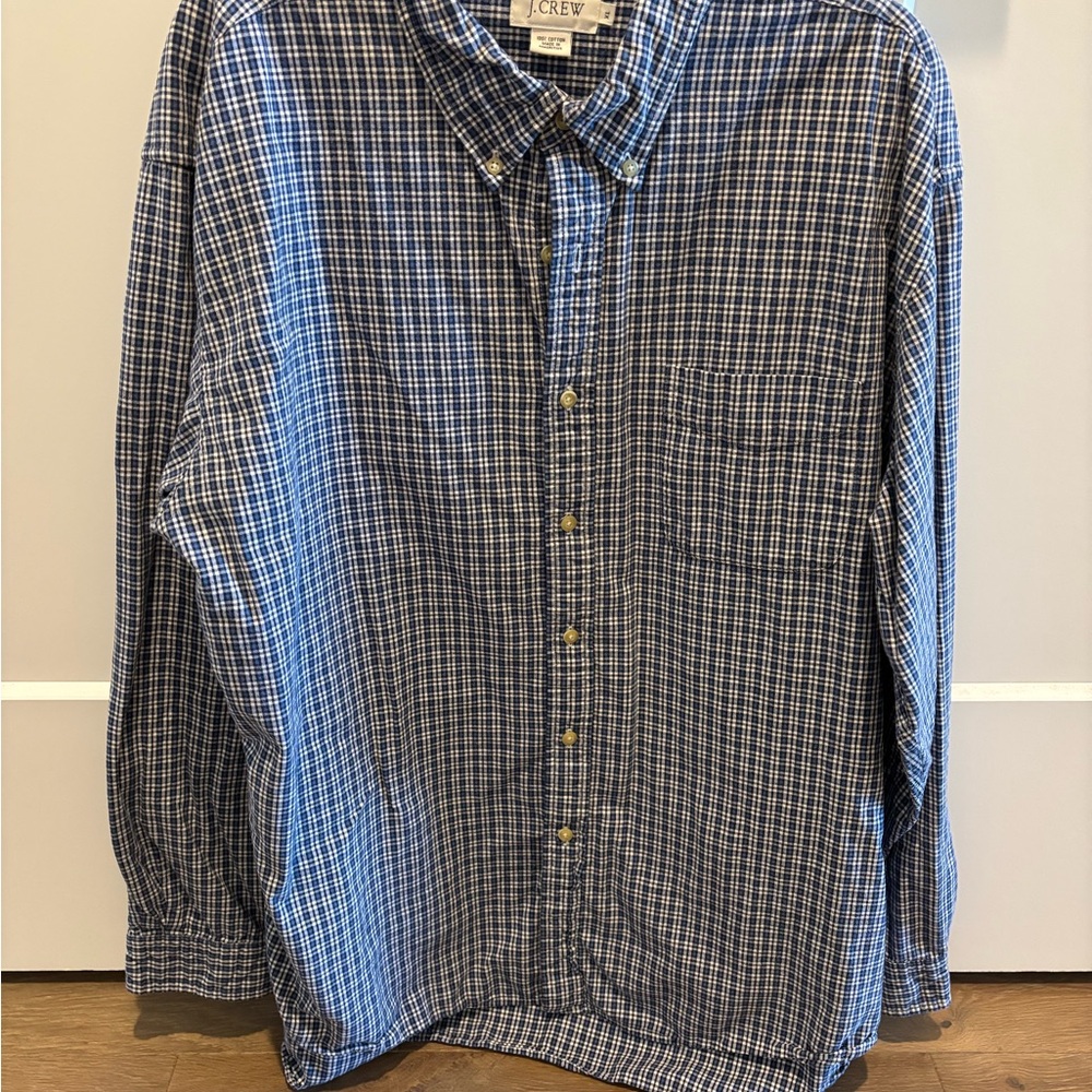 J.Crew Blue Plaid Button-Down Shirt